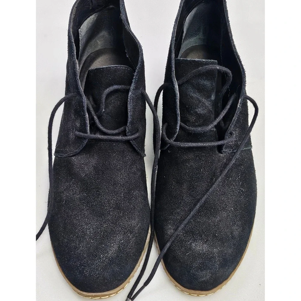 Franco Sarto Acquire Ankle Bootie Boots Womens‎ Size 8.5M Black Leather Lace Up